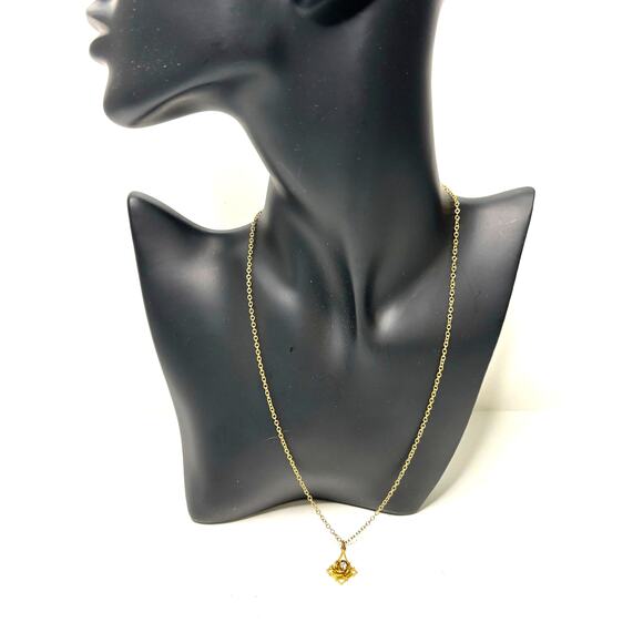 Vintage Edwardian Style Lavalier Pendant Necklace Rhinestone Gold Tone Delicate - Picture 3 of 6